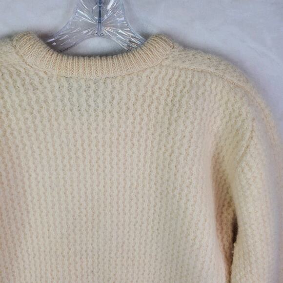 VTG Barbour Sweater Mens Med (C40) Ivory Cream Fisherman Pure New Wool Scotland - Picture 8 of 10